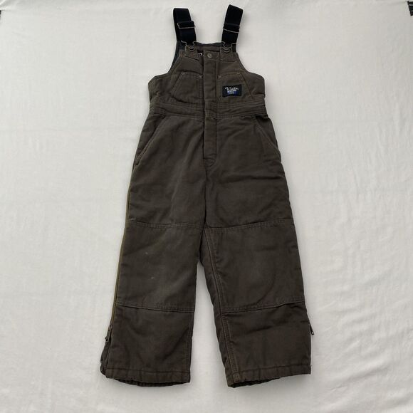 Walls Blizzard Pruf Insulated Bib Overalls Youth Small 6-7 Brown Canvas Workwear - Picture 1 of 14